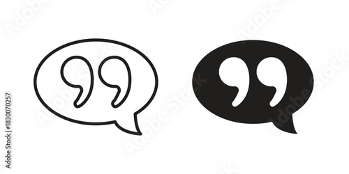 Comment quote icon or logo pack. Vector Illustration Outline and flat