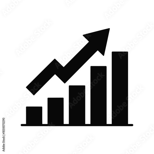Free Download A black bar graph displays a positive upward trend with a jagged line chart. - GFXLoad