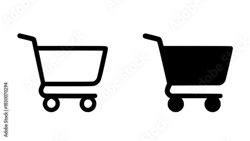 Icon, trolley illustration, black and white, outline and silhouette