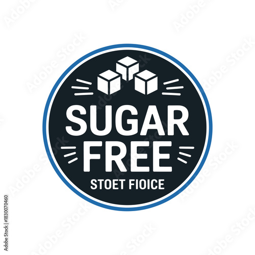 A circular badge clearly indicating 'Sugar Free' with three sugar cubes above the text.