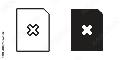 Delete Document icon or logo pack. Vector Illustration Outline and flat