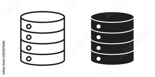 Database icon or logo pack. Vector Illustration Outline and flat