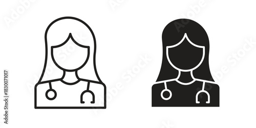 Doctor icon or logo pack. Vector Illustration Outline and flat