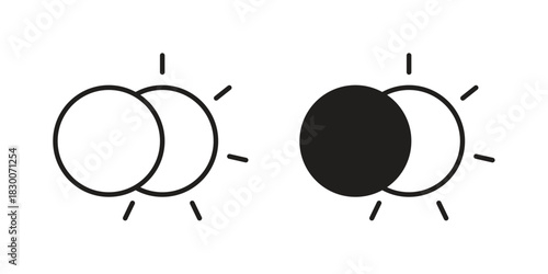 Eclipse icon or logo pack. Vector Illustration Outline and flat
