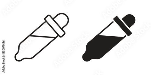 Eye dropper icon or logo pack. Vector Illustration Outline and flat