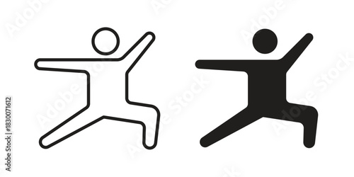 Fitness exercise icon or logo pack. Vector Illustration Outline and flat