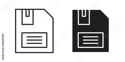 Floppy disk icon or logo pack. Vector Illustration Outline and flat