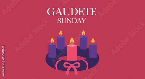 Celebrate Gaudete Sunday with a beautiful Advent wreath featuring vibrant candles and a lovely bow, perfect for adding a touch of joy and tradition to your holiday season