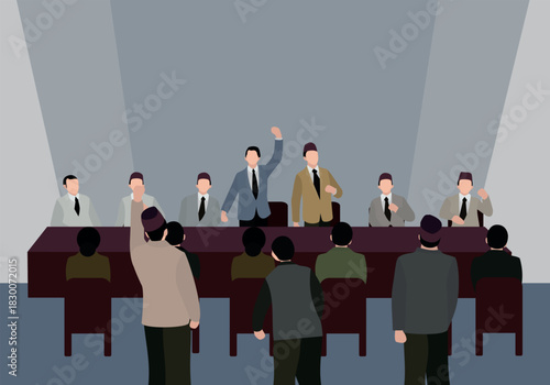 Flat vector illustration representing Sumpah Pemuda, Indonesia’s historic youth congress symbolizing unity and nationalism. Clean, modern artwork ideal for educational content, national celebration