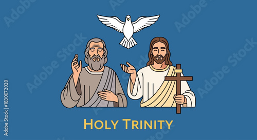 Explore the Holy Trinity with this symbolic illustration, perfect for religious education, church resources, and faith-based projects seeking to visually represent Christian doctrine