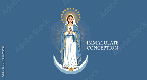Celebrate the Immaculate Conception with this blessed artwork featuring Virgin Mary, perfect for religious holidays, church events, and spiritual reflections on faith and devotion