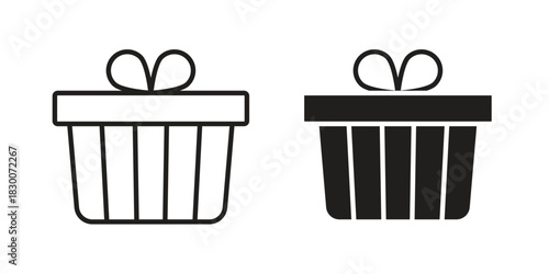 Gift icon or logo pack. Vector Illustration Outline and flat