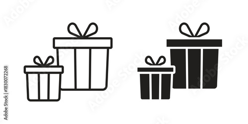 Gifts icon or logo pack. Vector Illustration Outline and flat