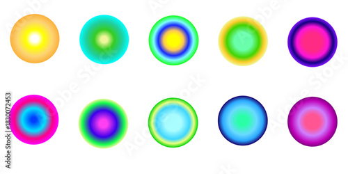 Bright colorful round form y2k abstract blur gradient circle isolated vector. Iridescend  radialshape for posters, flyers, brochure