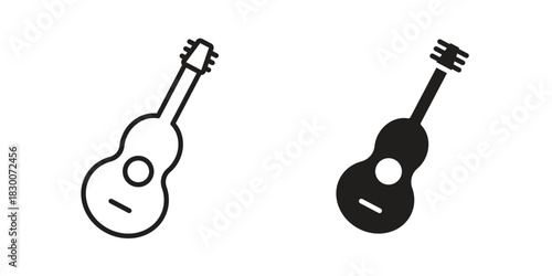 Guitar icon or logo pack. Vector Illustration Outline and flat