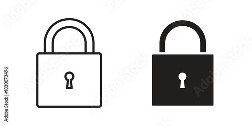 Lock icon or logo pack. Vector Illustration Outline and flat