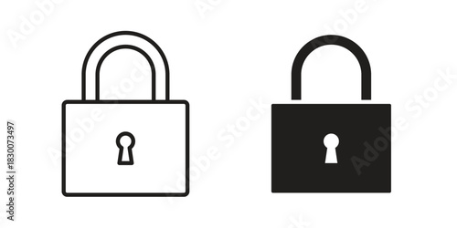 Lock icon or logo pack. Vector Illustration Outline and flat