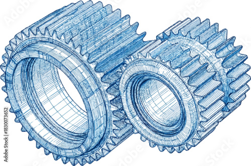 Innovative Gear Mechanism: A Detailed Engineering Drawing of an Oil Pump Gear Set
