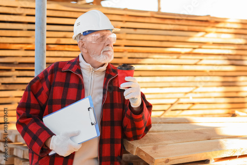Mature male carpenter in ha...