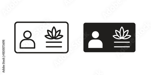Medical marijuana card icon or logo pack. Vector Illustration Outline and flat