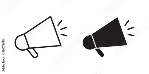 Megaphone icon or logo pack. Vector Illustration Outline and flat