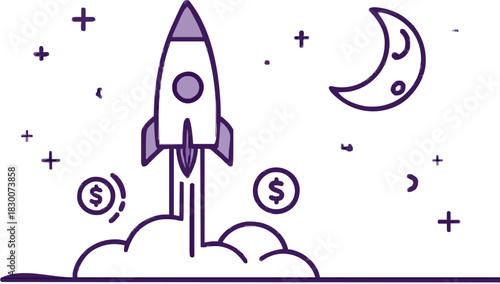Cosmic Adventure - Rocket Launch with Cryptocurrency
