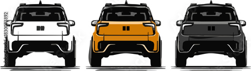 Four-Door Vehicles: Stylized, Abstract Geometric Silhouettes