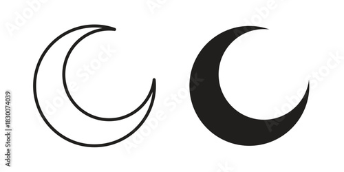Moon icon or logo pack. Vector Illustration Outline and flat