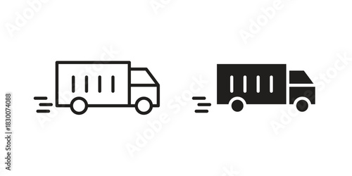 Moving truck icon or logo pack. Vector Illustration Outline and flat