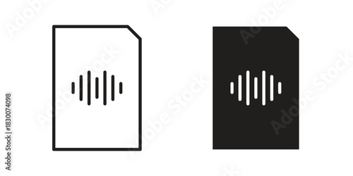 Music File icon or logo pack. Vector Illustration Outline and flat