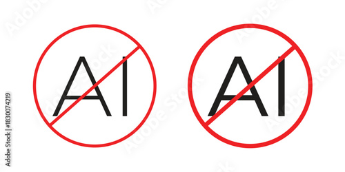 No ai sign icon or logo pack. Vector Illustration Outline and flat