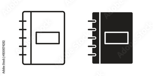 Notebook icon or logo pack. Vector Illustration Outline and flat