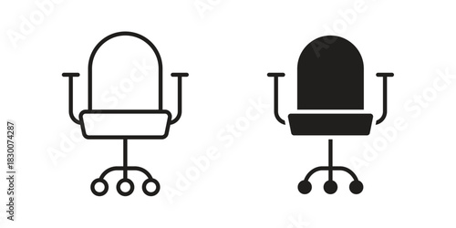 Office chair icon or logo pack. Vector Illustration Outline and flat