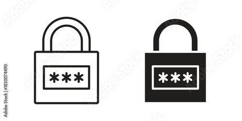 Password icon or logo pack. Vector Illustration Outline and flat