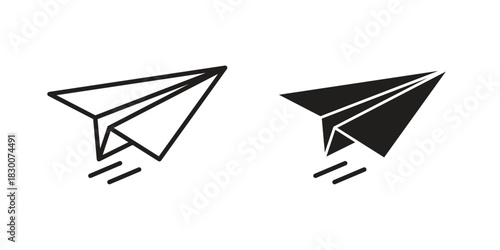 Paper plane icon or logo pack. Vector Illustration Outline and flat