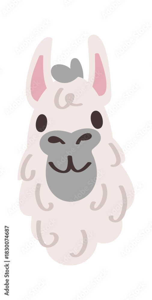 Naklejka premium Fluffy llama alpaca animal avatar