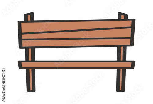 Wooden park bench hand drawn