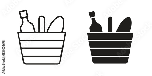 Picnic icon or logo pack. Vector Illustration Outline and flat