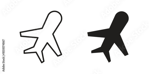 Plane icon or logo pack. Vector Illustration Outline and flat