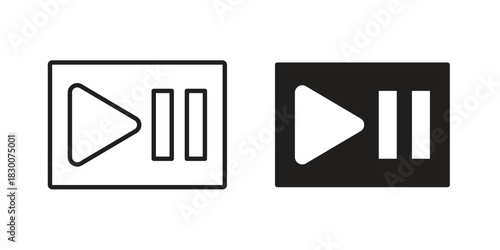 Play pause icon or logo pack. Vector Illustration Outline and flat