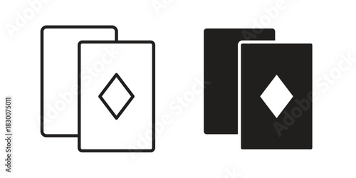Playing cards icon or logo pack. Vector Illustration Outline and flat