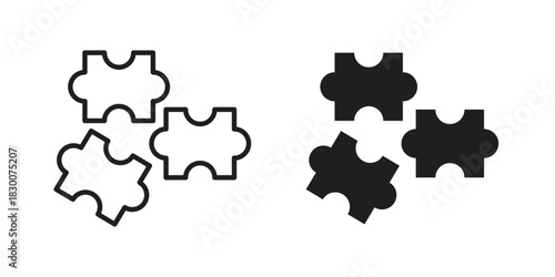 Puzzle icon or logo pack. Vector Illustration Outline and flat