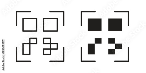 Qrcode icon or logo pack. Vector Illustration Outline and flat