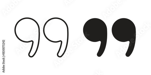 Quote right icon or logo pack. Vector Illustration Outline and flat