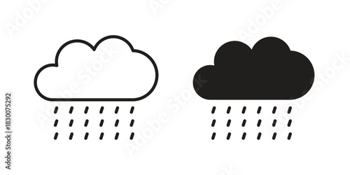 Rain icon or logo pack. Vector Illustration Outline and flat