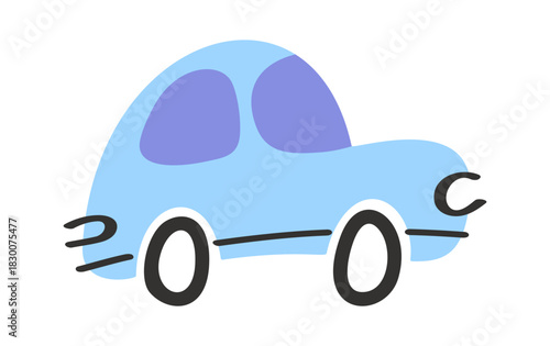 Blue city car hand drawn