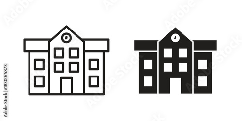 school icon or logo pack. Vector Illustration Outline and flat