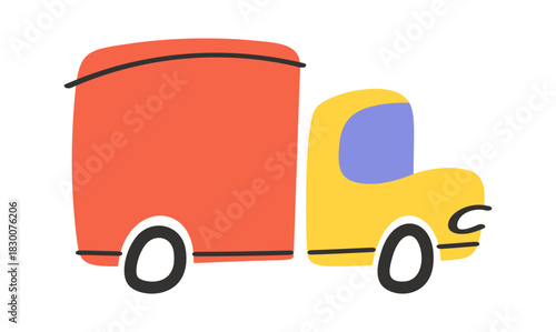 City delivery truck hand drawn