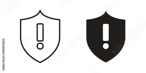 Shield exclamation icon or logo pack. Vector Illustration Outline and flat