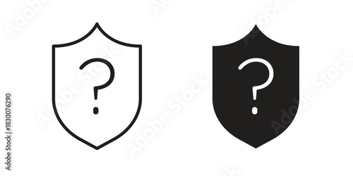 Shield interrogation icon or logo pack. Vector Illustration Outline and flat